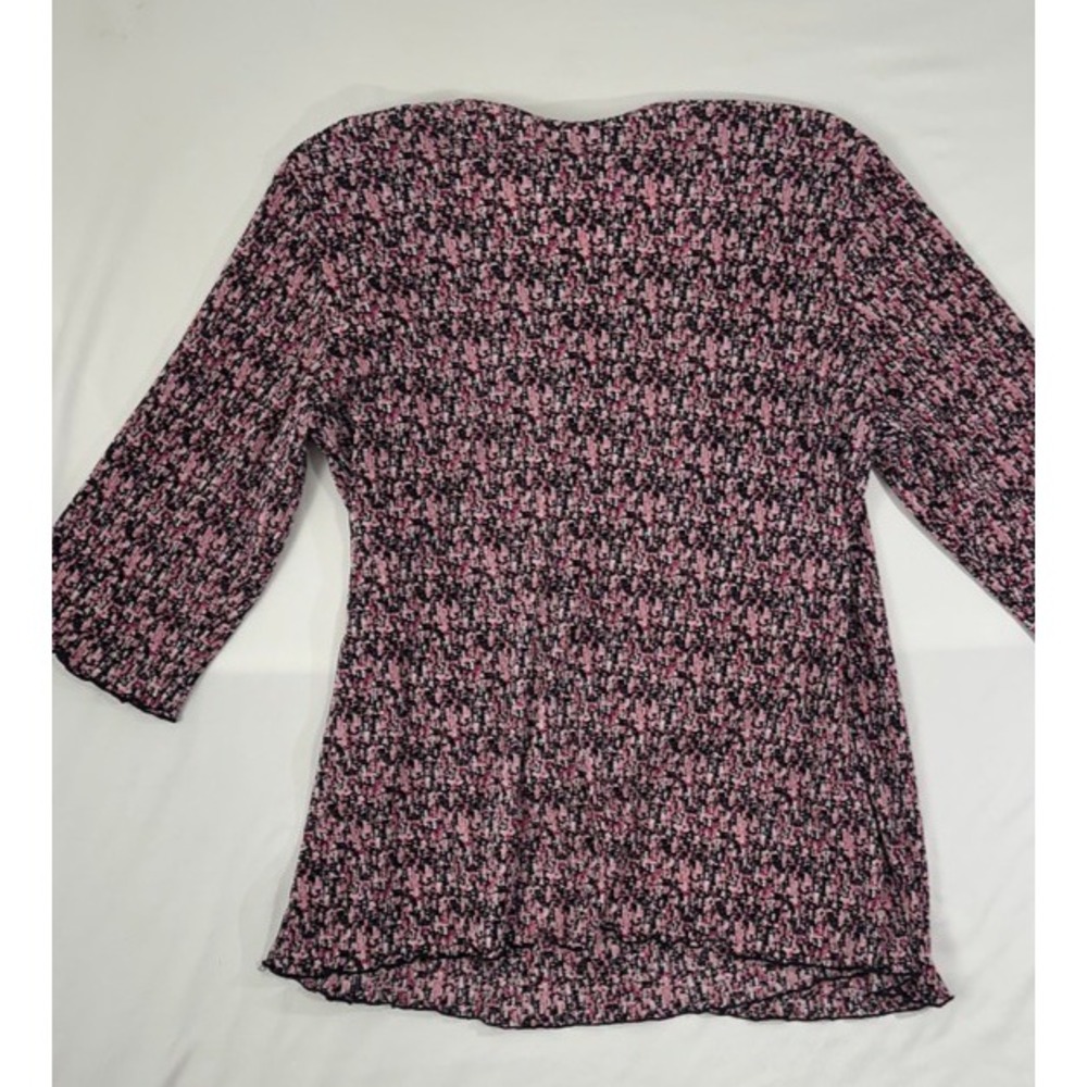 Dressbarn Blouse Women 2X Pink Tunic Faux Wrap 3/4 Sleeve Knit Floral 6-7252DR - Picture 8 of 8